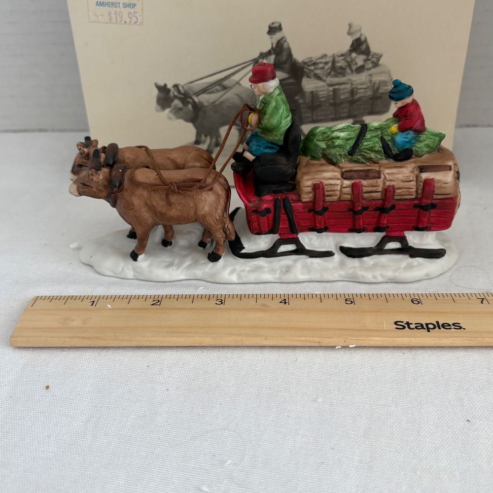 Department 56 Heritage Village Ox Sled Porcelain Figurine 5951-0 Vintage Box - Picture 2 of 11